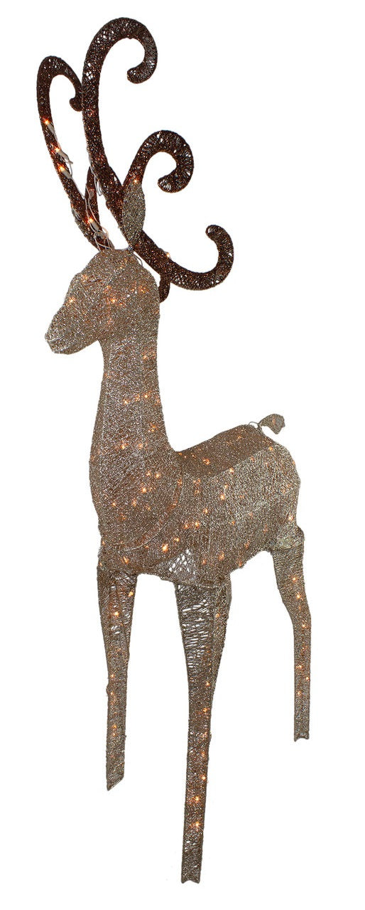 66" Champagne Gold Lighted Standing Deer Outdoor Christmas Decoration