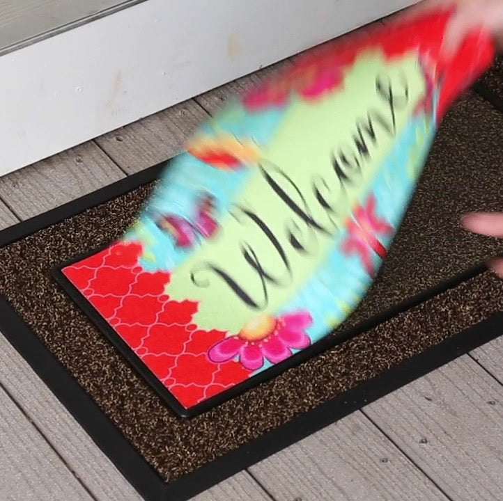 Decorative Brown Scroll Sassafras Doormat Tray