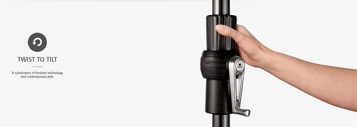 9' Starlux Collar Tilt Market Umbrella in a Bronze Frame with a Champagne Canopy