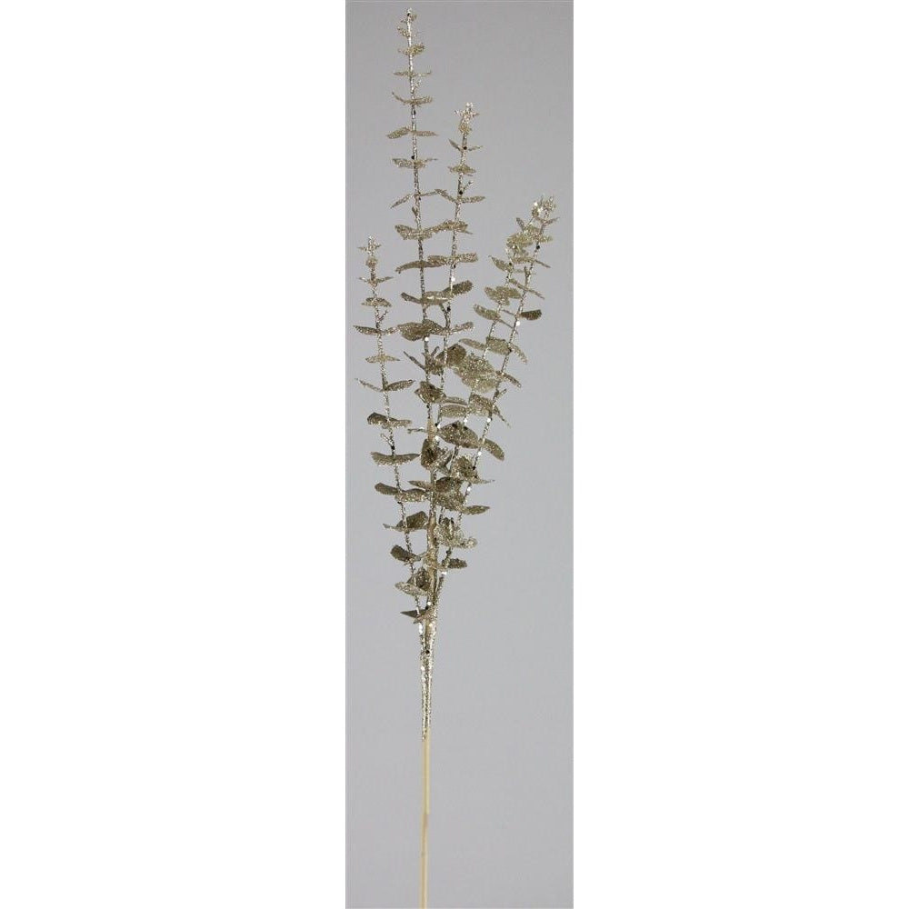 33" Champagne Glitter Eva Eucalyptus Floral Pick Spray Branch