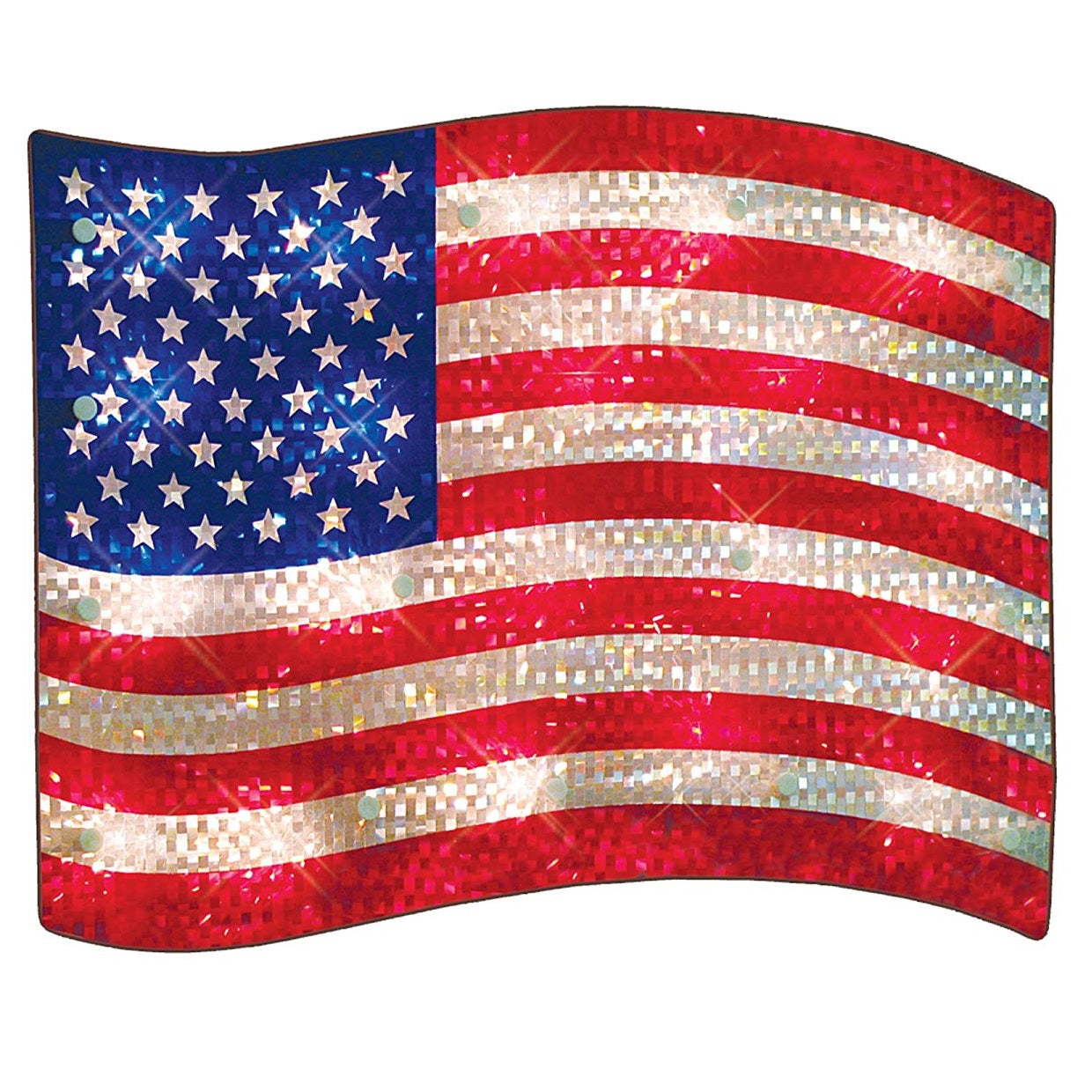 Lighted patriotic decoration shaped like the American flag.