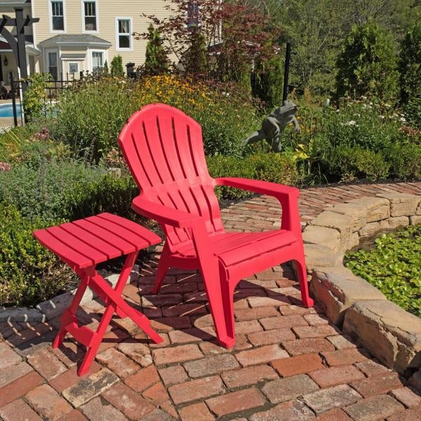 A red adirondack chair.