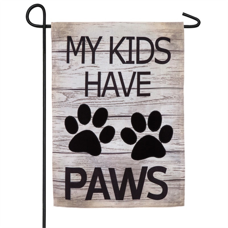 "My Kids Have Paws" Burlap Boutique™ Garden Flag