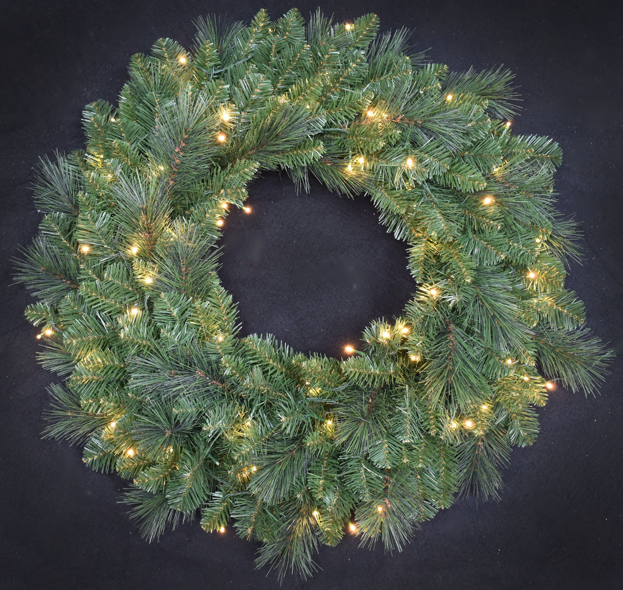 30" Mountain Spruce Wreath with 100 Starry Warm White LED Lights