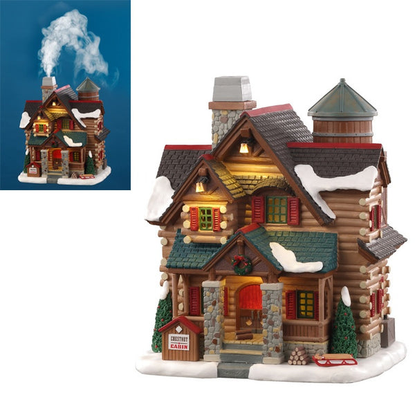 Edificio Illuminato Lemax Vail Village - Casetta Con Alberi Di Natale, Resina, 20x16cm