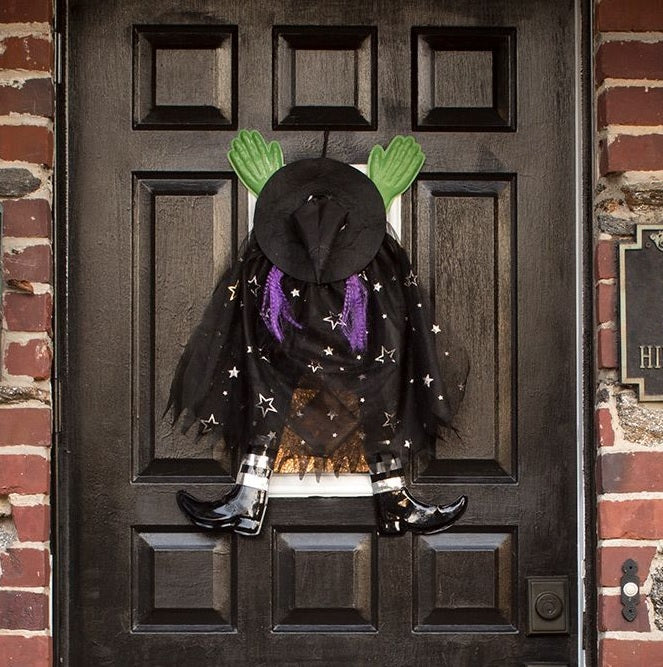 Celestial Sparkle Wrong Way Witch Door Hanger