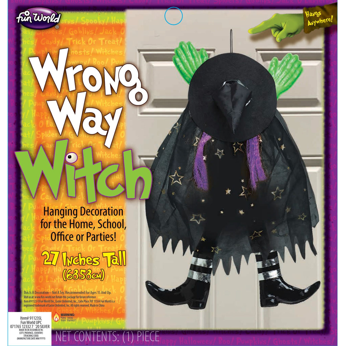 Celestial Sparkle Wrong Way Witch Door Hanger
