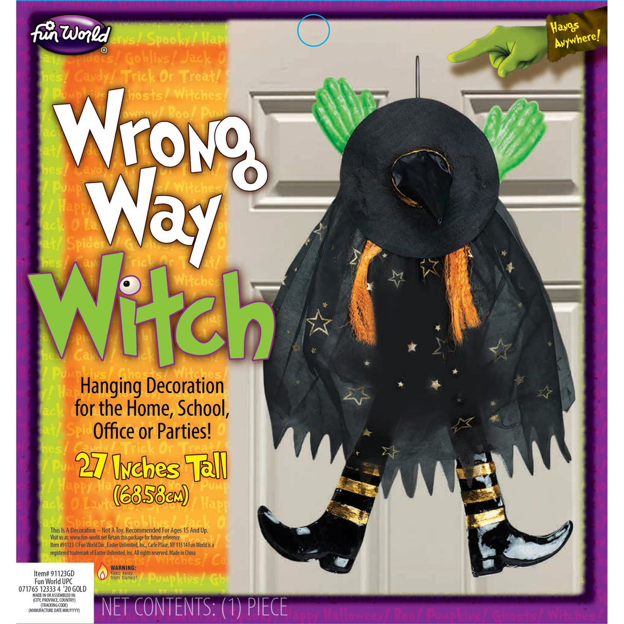 Celestial Sparkle Wrong Way Witch Door Hanger