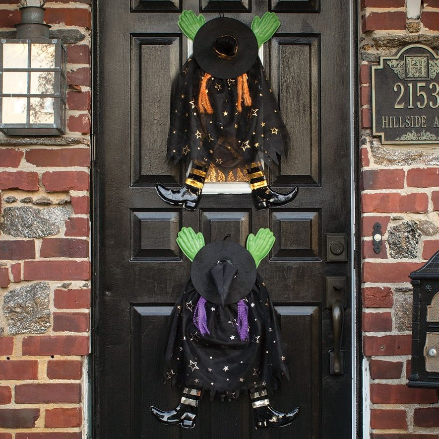 Celestial Sparkle Wrong Way Witch Door Hanger