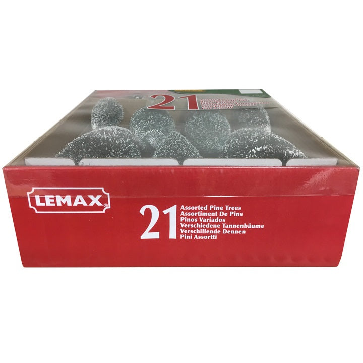 The packaging for a set of 21 Lemax trees