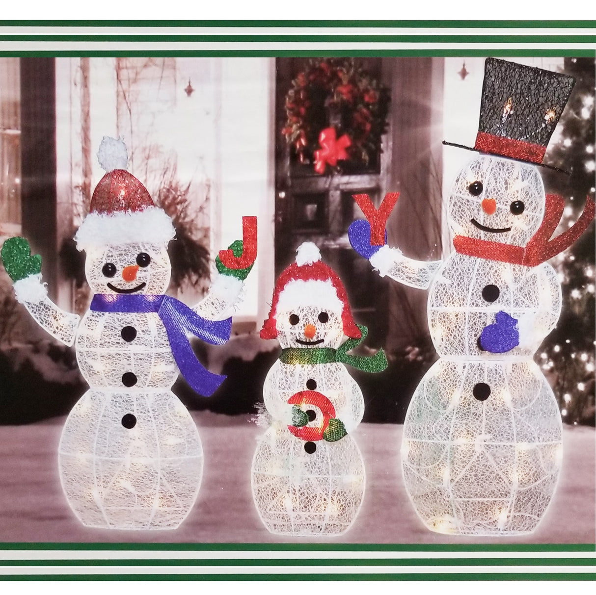 Glittering Snowman Family Sculptures, Set of 3