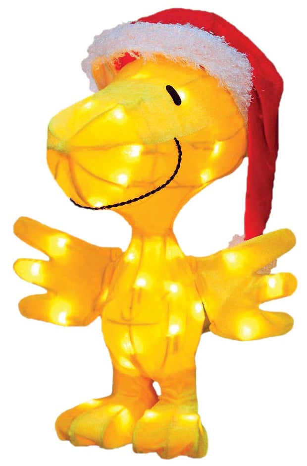 3D Lighted Woodstock in Santa Hat Sculpture
