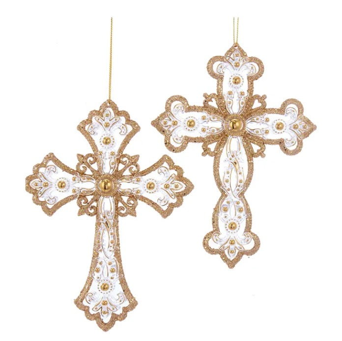 6.25" Gold and Silver Cross Ornament