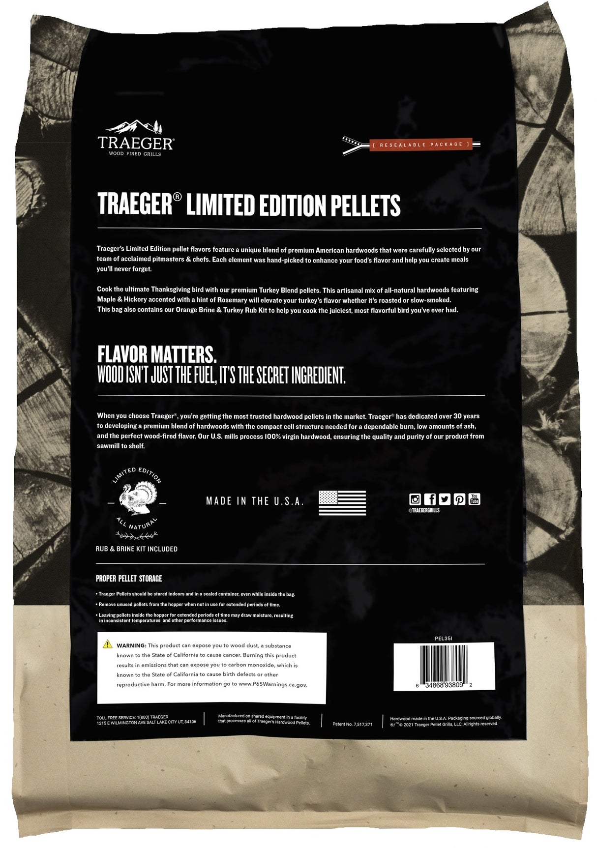 Traeger Turkey Blend with Brine Wood Pellets 20 lb. Bag