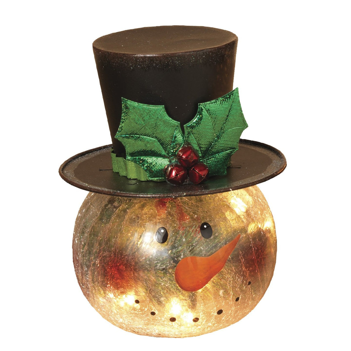 8" Electric Lighted Crackle Glass Snowman