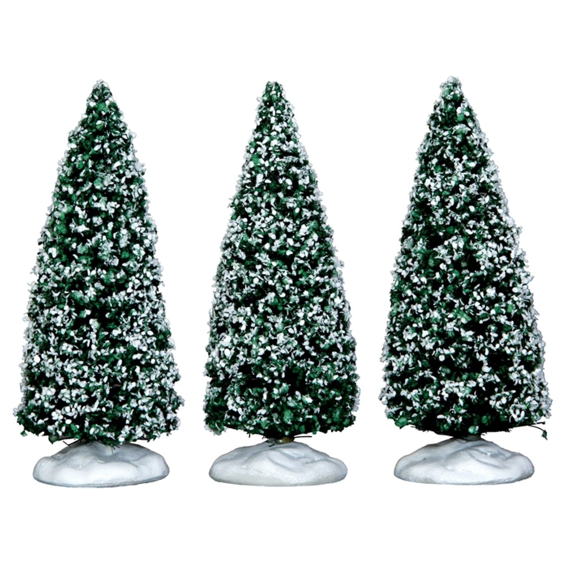 Village accessories for a Lemax display. Designed to look like three snow-covered trees.