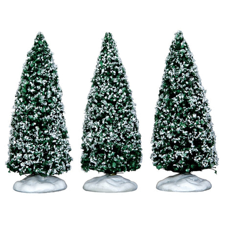 Village accessories for a Lemax display. Designed to look like three snow-covered trees.