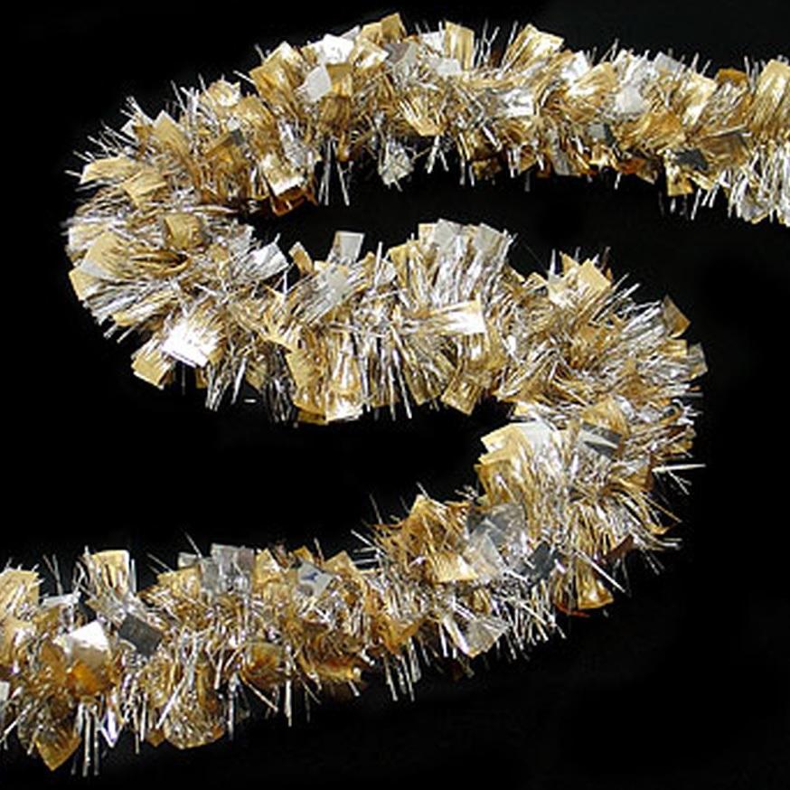 Gold and silver tinsel garland decoration.