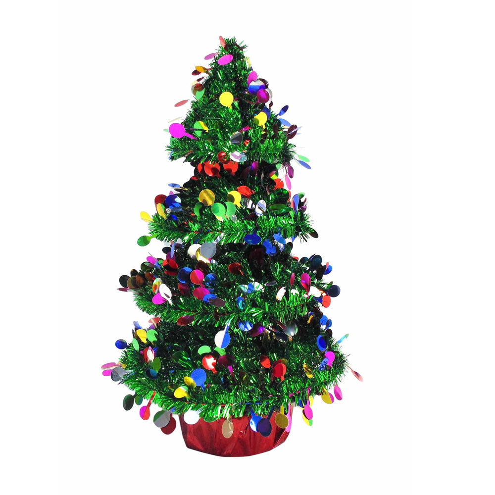 14" 3D Tinsel Christmas Tree Tabletop Decoration