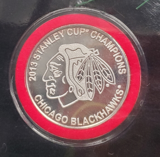 Highland Mint Chicago Blackhawks 2013 Stanley Cup Champions Silver Coin Ornament
