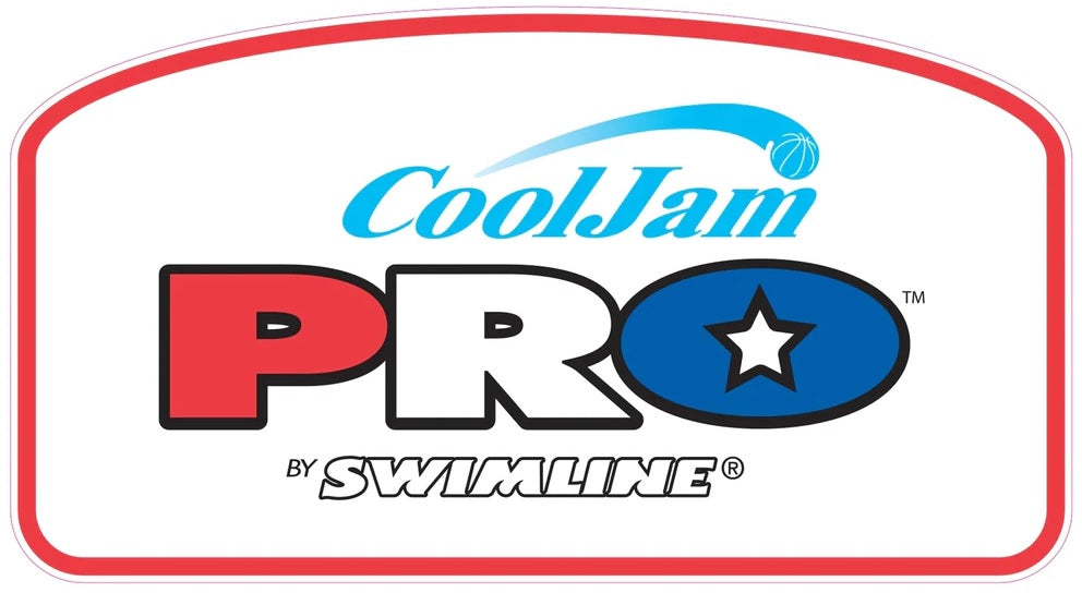 Poolside basketball hoop.