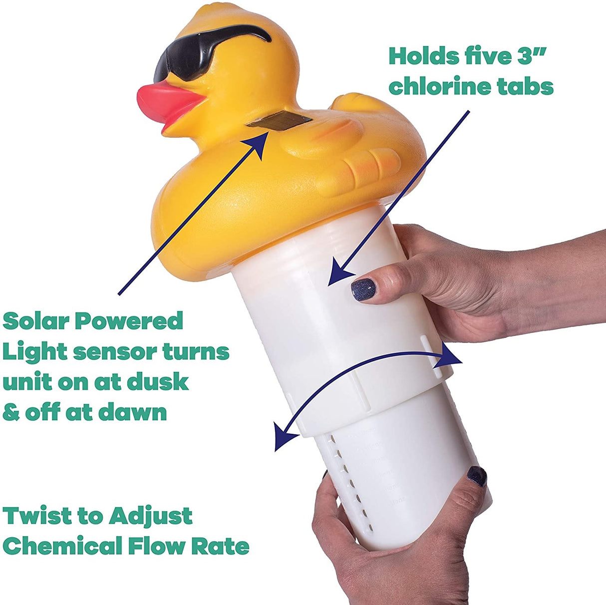 Solar Powered LED Derby Duck Pool Chlorinator 8002