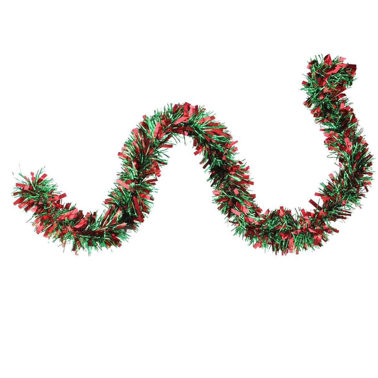 10' Red and Green Mini Mega Wide Tinsel Garland