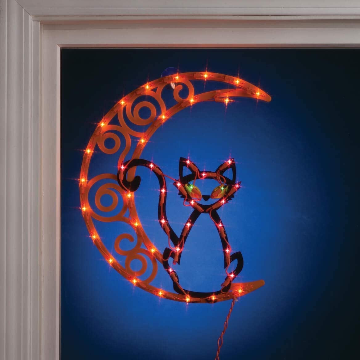 Halloween Lighted Cat on the Moon Ornamental Silhouette