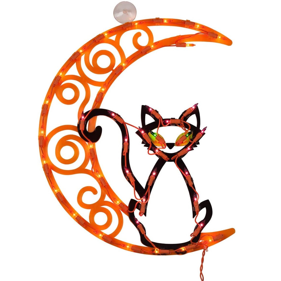 Halloween Lighted Cat on the Moon Ornamental Silhouette