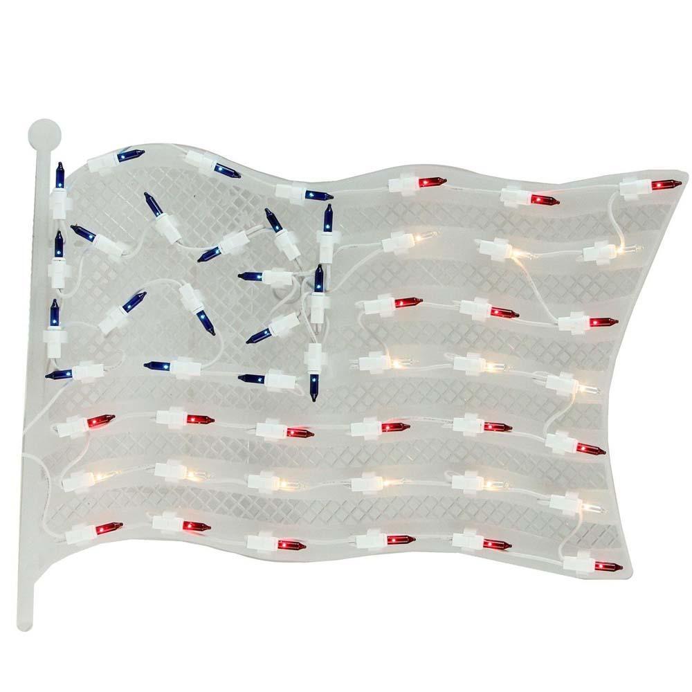 Patriotic lighted decoration shaped like the American flag.