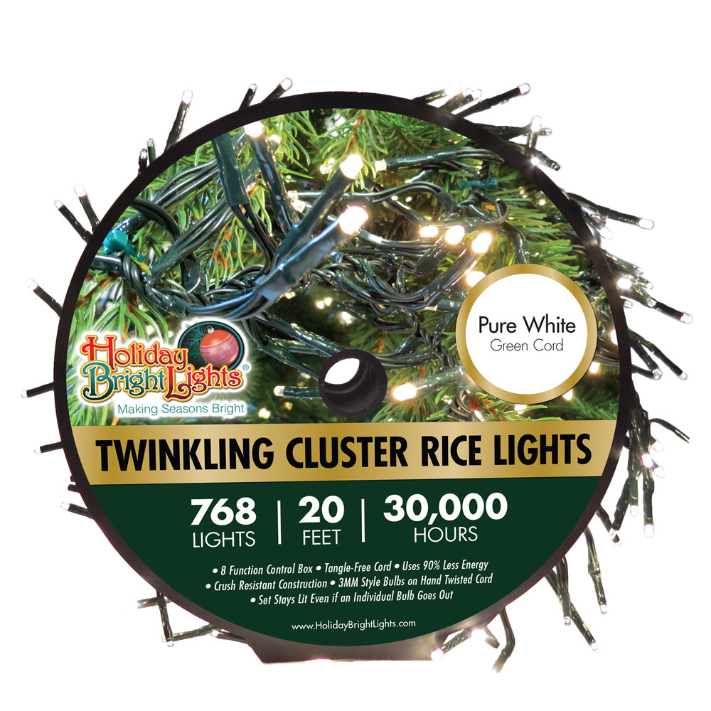 Reel of Pure White Cluster Christmas Rice Lights