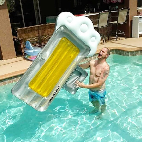 Swimline Inflatable Beer Mug Pool Float with Ice Chest