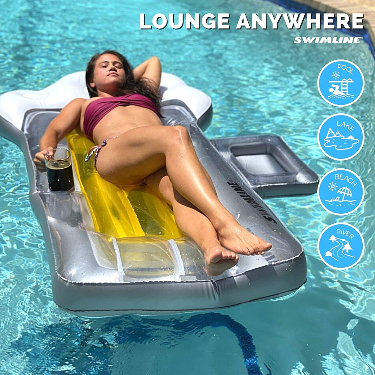 Swimline Inflatable Beer Mug Pool Float with Ice Chest