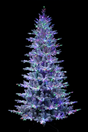 Artificial tree pre-lit with Starry lights. Branches are covered in white to appear covered in snow.