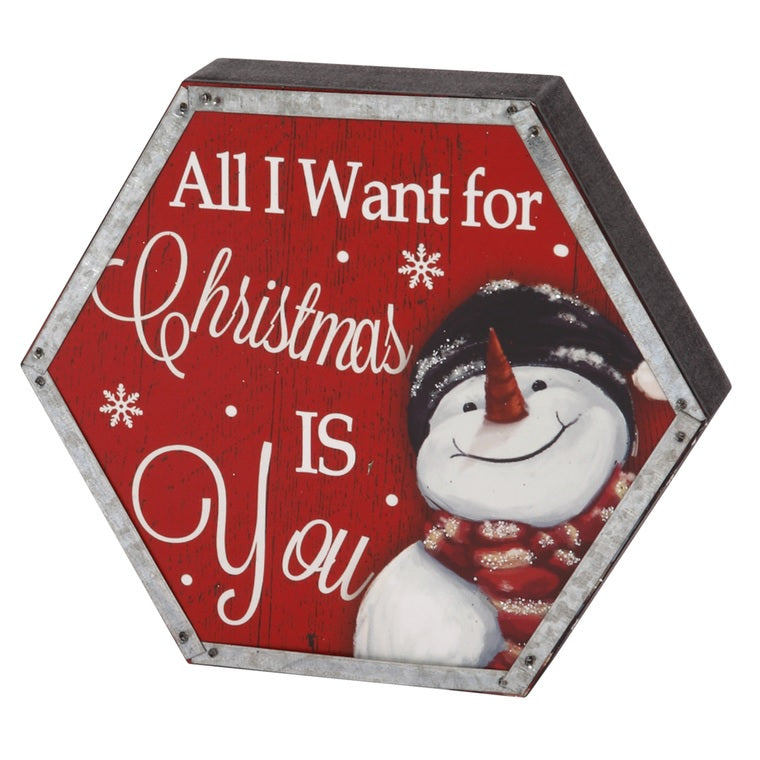 6" Wooden Holiday Snowman Tabletop Decoration