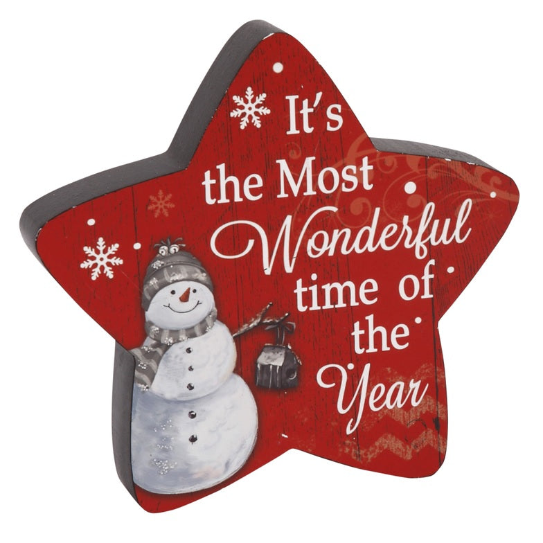 6" Wooden Holiday Snowman Tabletop Decoration