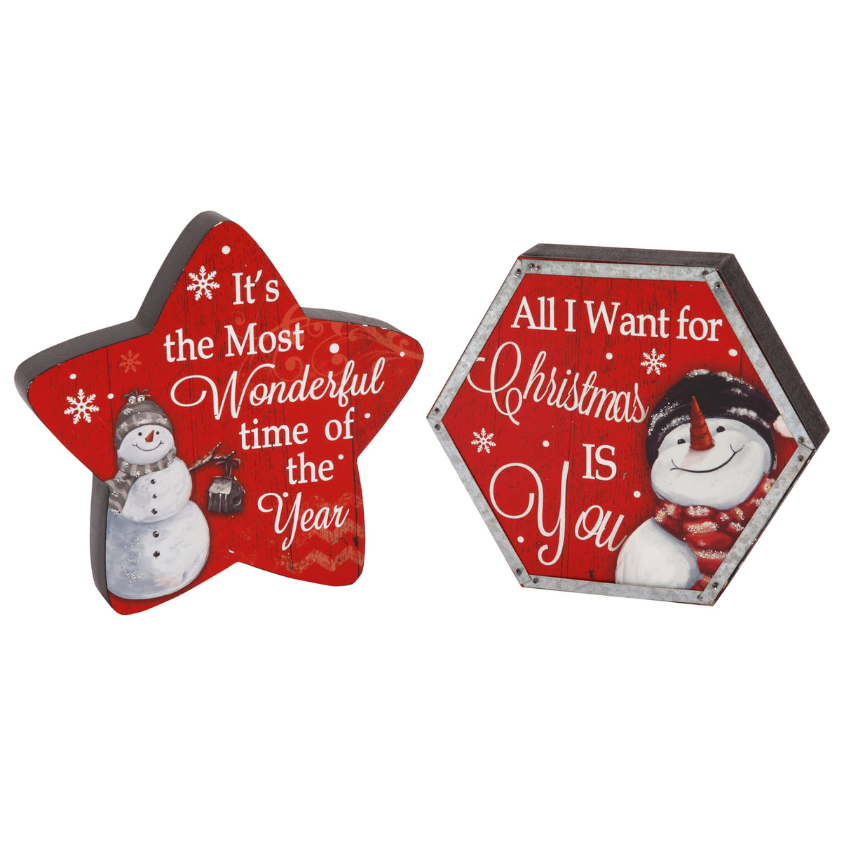 6" Wooden Holiday Snowman Tabletop Decoration