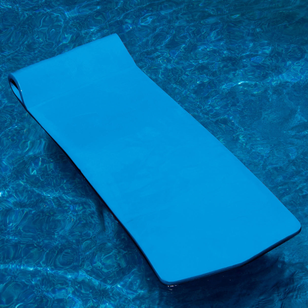 Blue foam pool mattress.