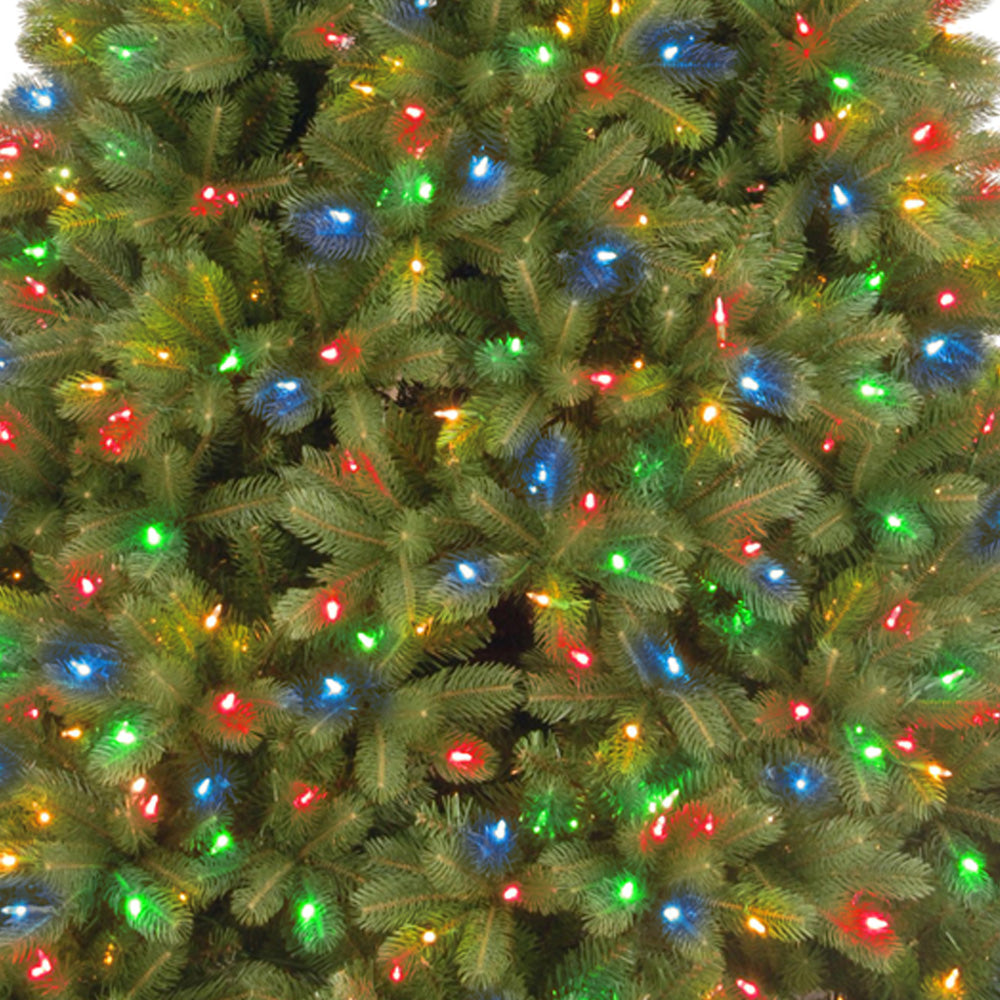 Artificial tree pre-lit with dual lights. Lights change from warm white to multi-colored.