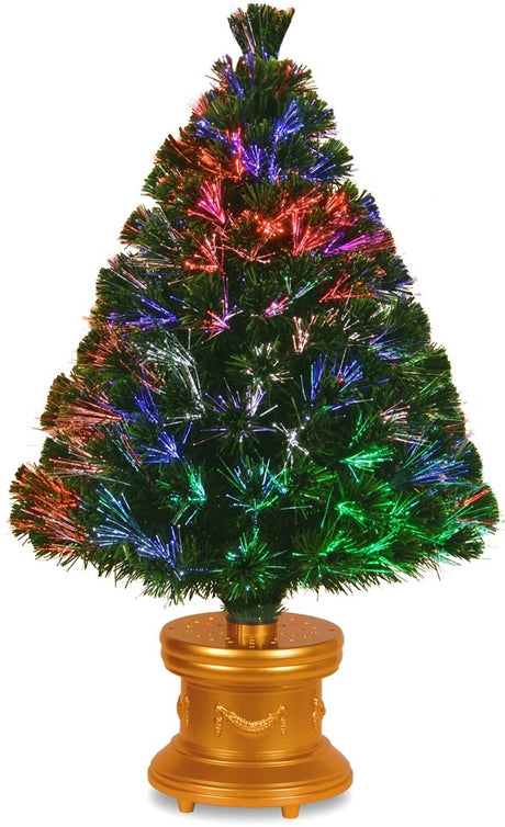 3 ft. tall fiber optic tree with a gold base.