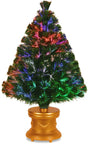3 ft. tall fiber optic tree with a gold base.