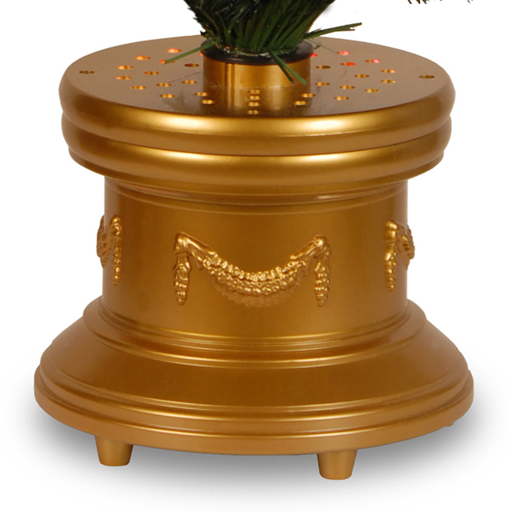 Fiber Optic Fireworks With Ball Ornaments Artificial Christmas Trees, Gold Column Base.