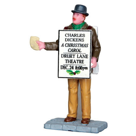 Lemax Caddington Village Sandwich Board Man Figurine, Lemax 42258