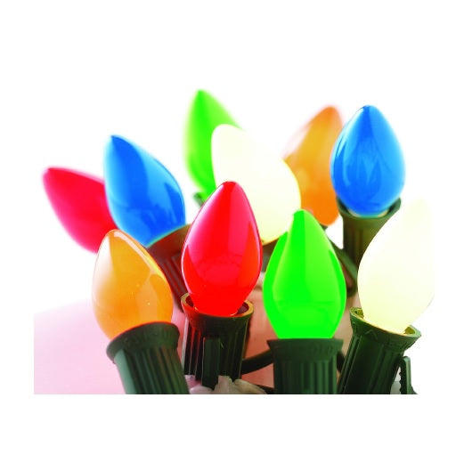 Set of 25 Ceramic C7 Multi-Colored Christmas Lights