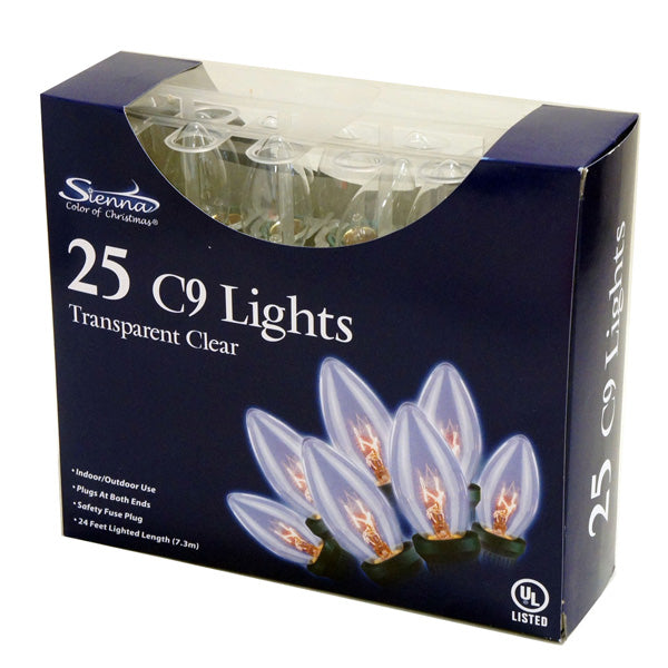 25 Transparent C9 Christmas Lights