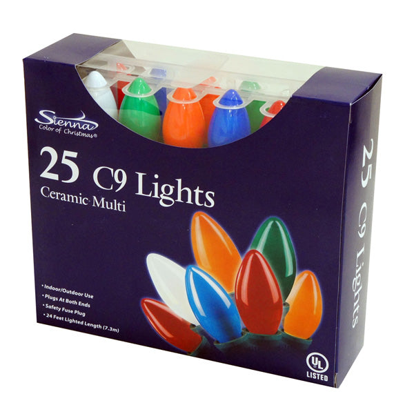 25 Ceramic C9 Multi Christmas Lights