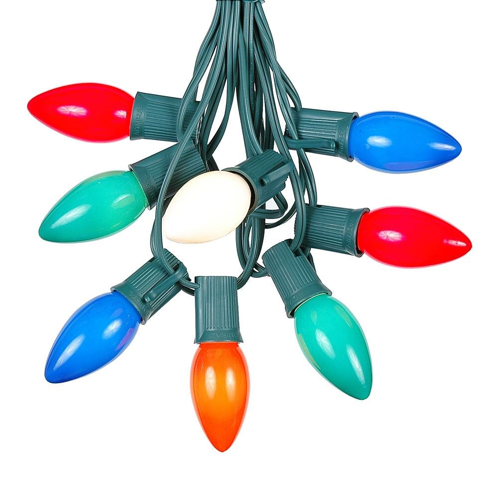 Set of 25 Ceramic C9 Multi-Colored Christmas Lights