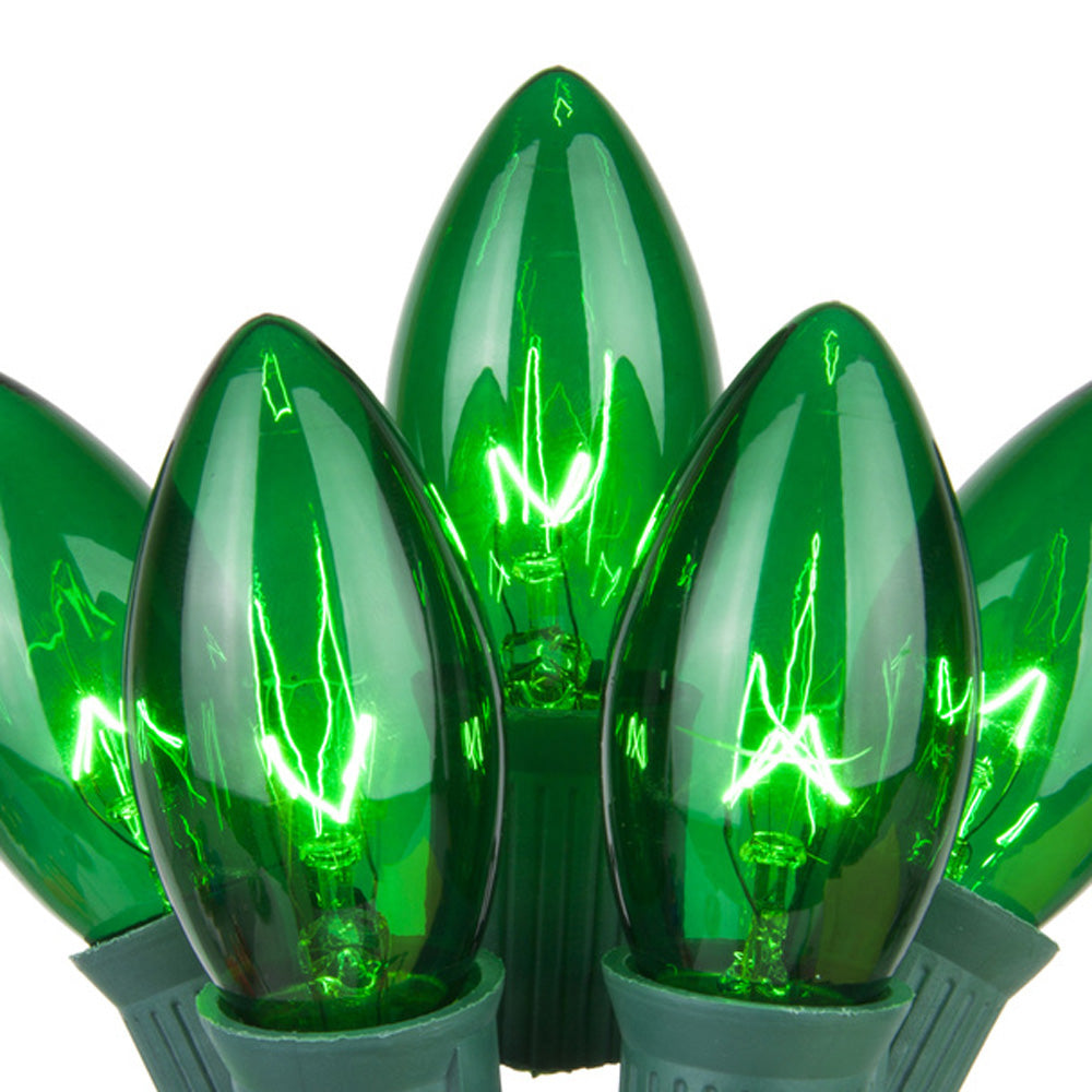 25 Transparent C9 Christmas Lights - Green
