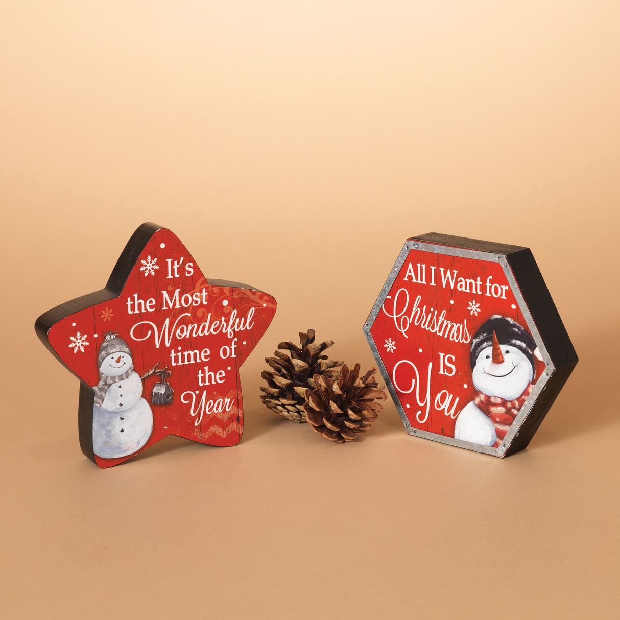 6" Wooden Holiday Snowman Tabletop Decoration