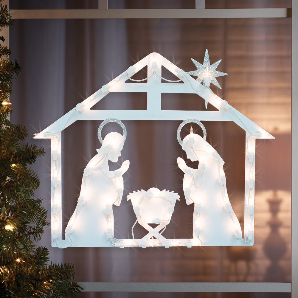 Picture of Illuminated Nativity Window Silhouette, Christmas Window Decoration